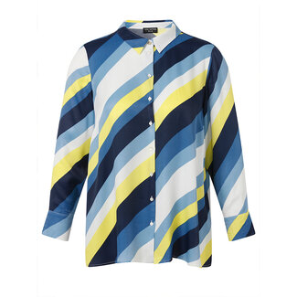 Outlet Blouse Via Appia Due geel blauw wit 2512678