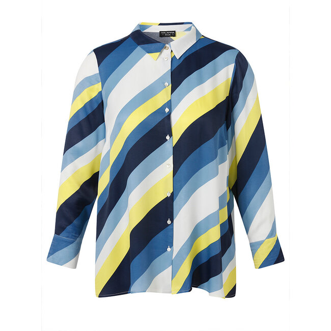 Blouse Via Appia Due geel blauw wit 2512678
