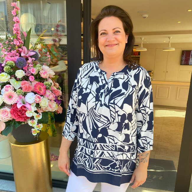 Tuniek Barbara Lebek blauw offwhite 82030052