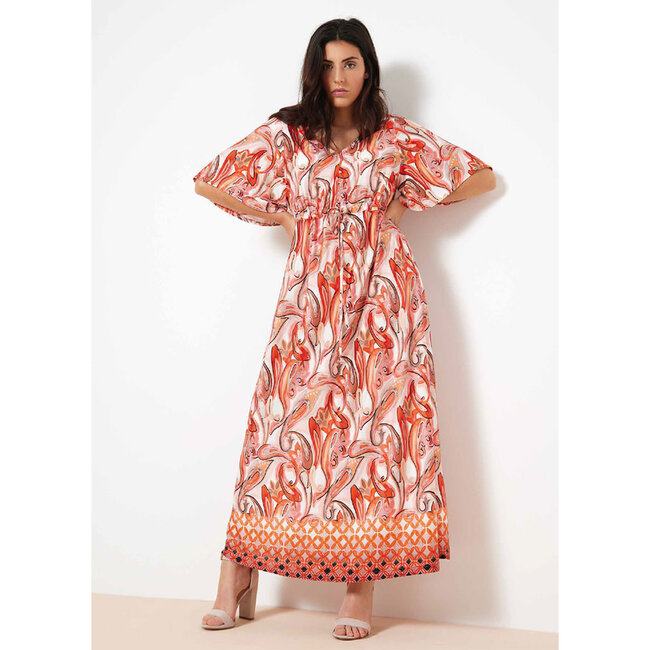 Kleed Verpass wit flamingo red print 6314