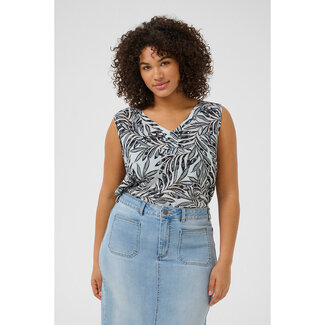 Kaffe Curve Top Kaffe Curve blauw blad print 10582025