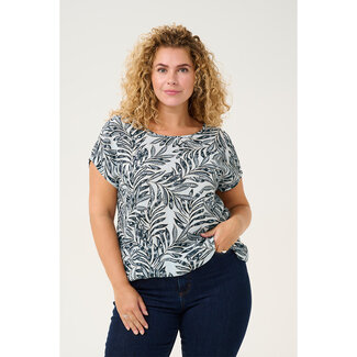 Kaffe Curve Shirt Kaffe Curve blauw blad print 10582027