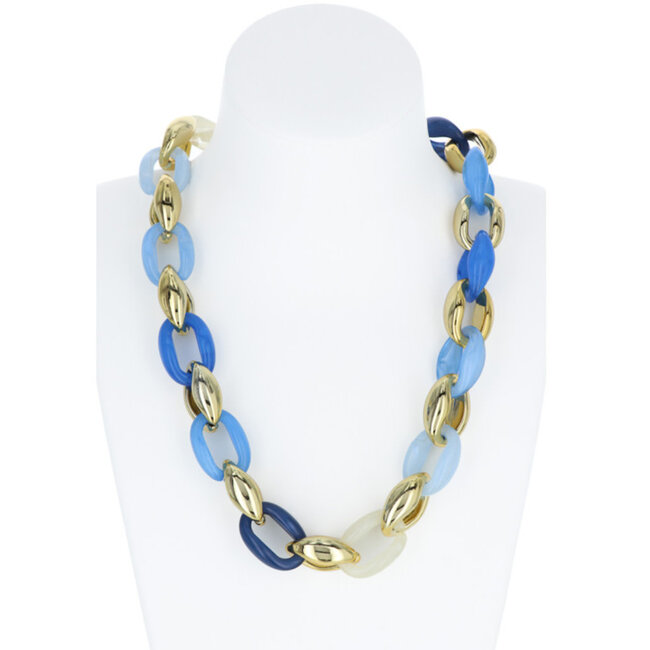 Halsketting blauw goud 48 cm Z648M23057