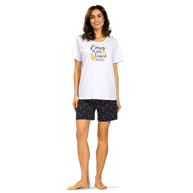 Pyjama korte broek Comtessa wit blauw  251324