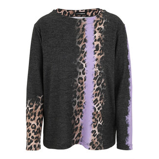 Dorisstreich Shirt  Dorisstreich zwart paars leopard 240161