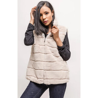 Bodywarmer pels beige f49044 TU (van maat 44 tot 50)