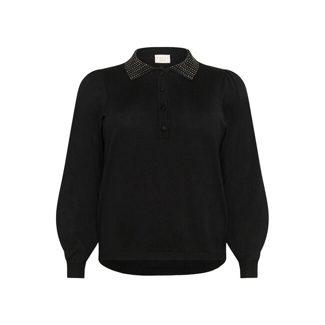 Pull Kaffe Curve zwart met strass kraag 10583767