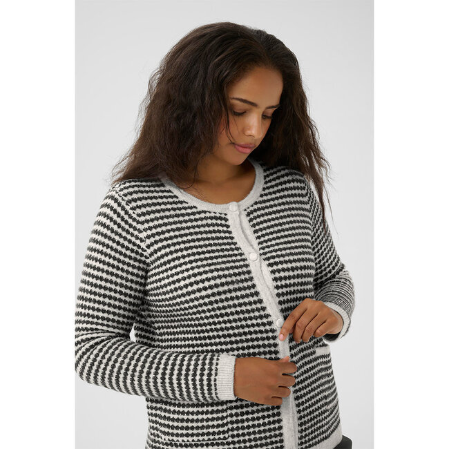 Cardigan Kaffe Curve L.grijs zwart 10582560