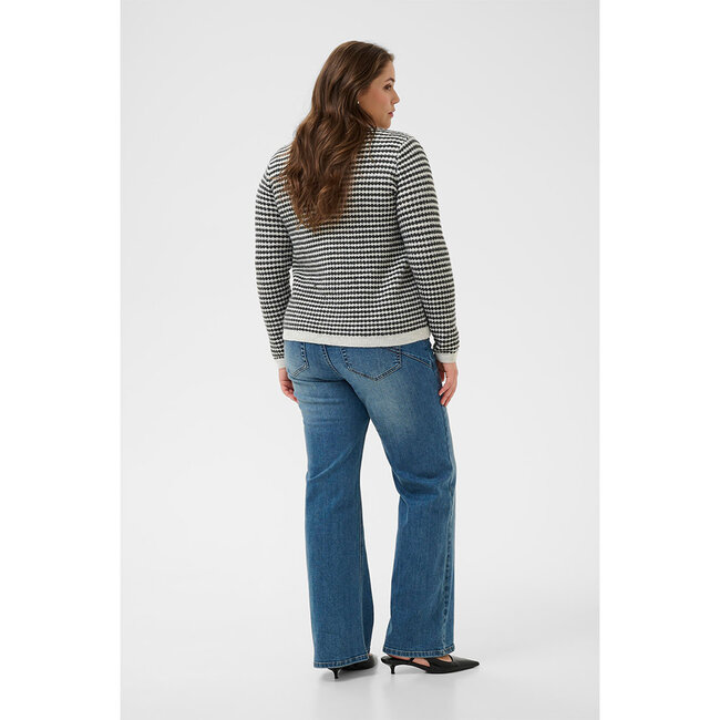 Cardigan Kaffe Curve L.grijs zwart 10582560