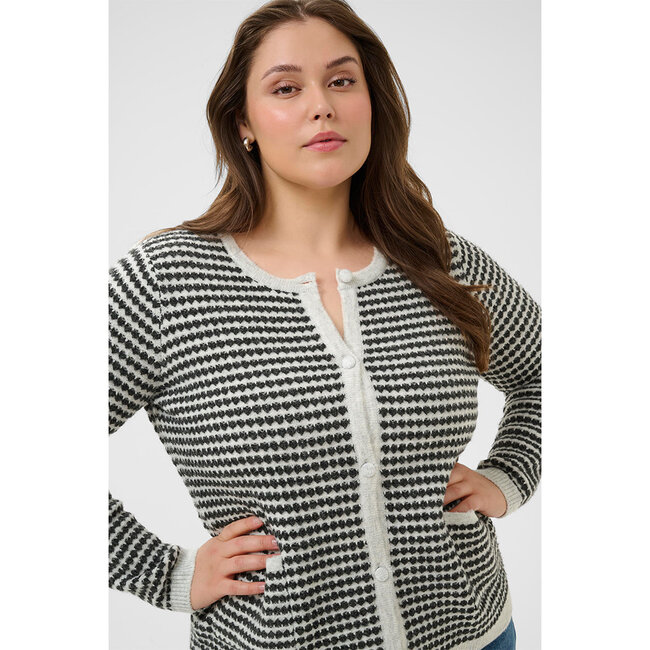 Cardigan Kaffe Curve L.grijs zwart 10582560