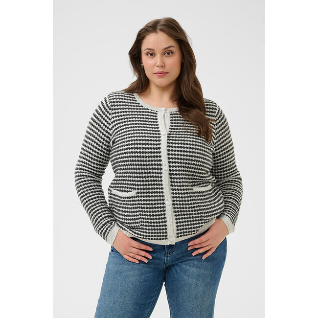 Cardigan Kaffe Curve L.grijs zwart 10582560