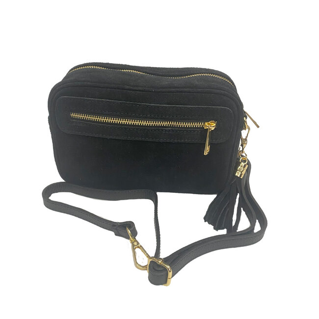 Handtas daim zwart 43/90243