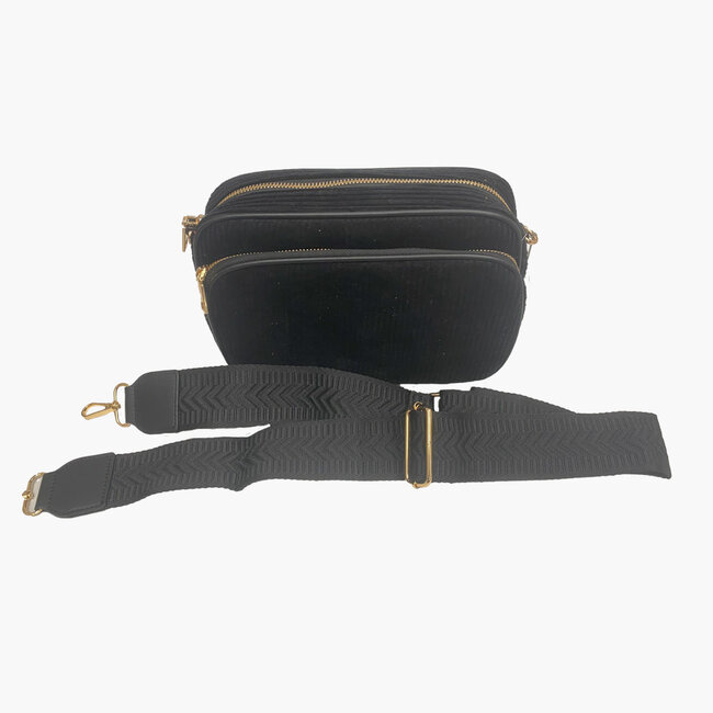 Handtas zwart velour 99/90052