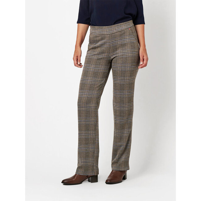 Broek Relaxed by Toni greige geruit 2243 074