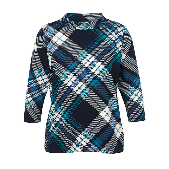 Sweater Via Appia Due blauw smaragd geruit 2525430