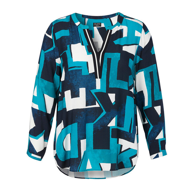 Blouse Via Appia Due V-hals smaragd 2515661