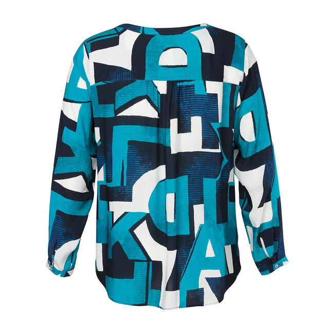 Blouse Via Appia Due V-hals smaragd 2515661