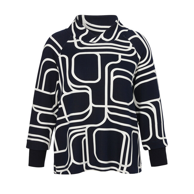 Sweater met kraag Via Appia Due D.blauw creme 2515712