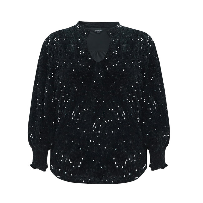 Blouse Exxcellent zwart met glitter Isolda 25WOE19
