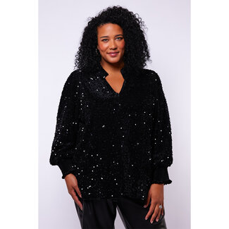 Exxcellent Blouse Exxcellent zwart met glitter Isolda 25WOE19