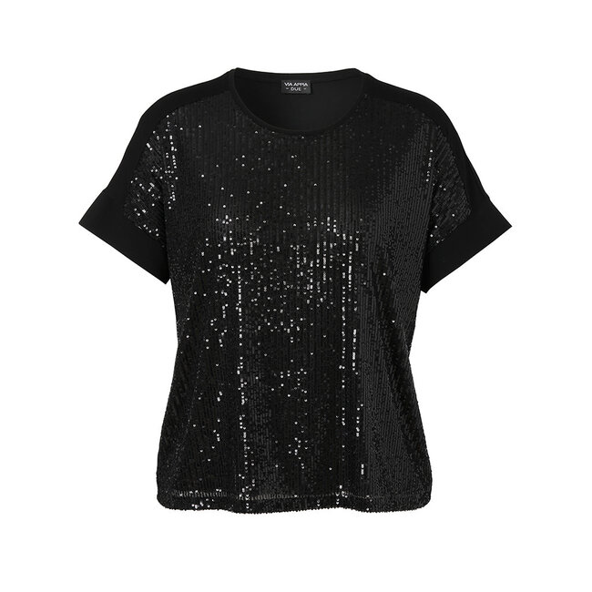 Shirt 1/2 mouw Via Appia Due zwart glitter 2516414