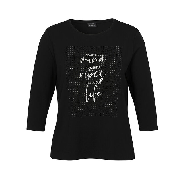 Shirt 3/4 mouw Via Appia Due zwart strass 2516424