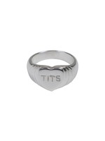 TITS TITS  Signet Ring Big Heart Silver