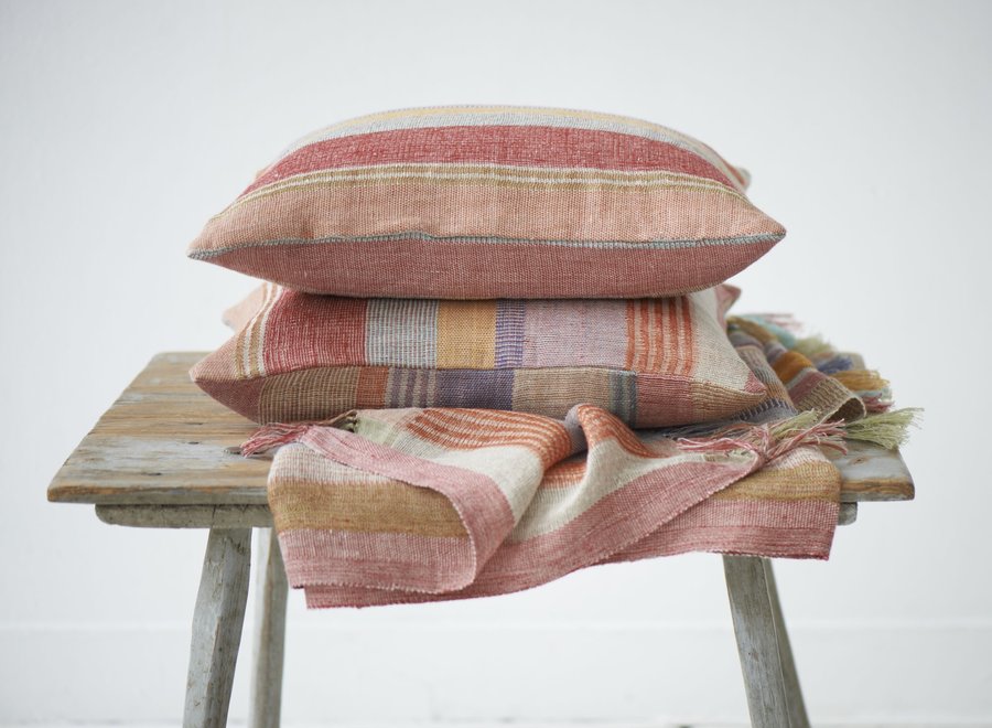 Multi stripe Red Cushion Cover