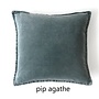 Pip Stonewashed Velvet Cushion Cover - blue