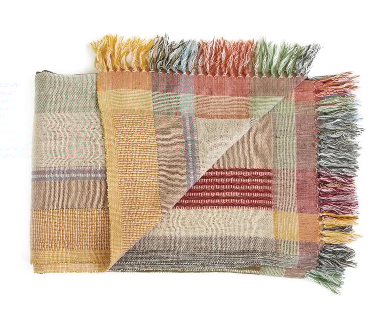 Kussen Multi Stripe Orange 50x50 cm – Handgeweven Zijde & Wol Kussenhoes met Dubbelzijdige Strepen