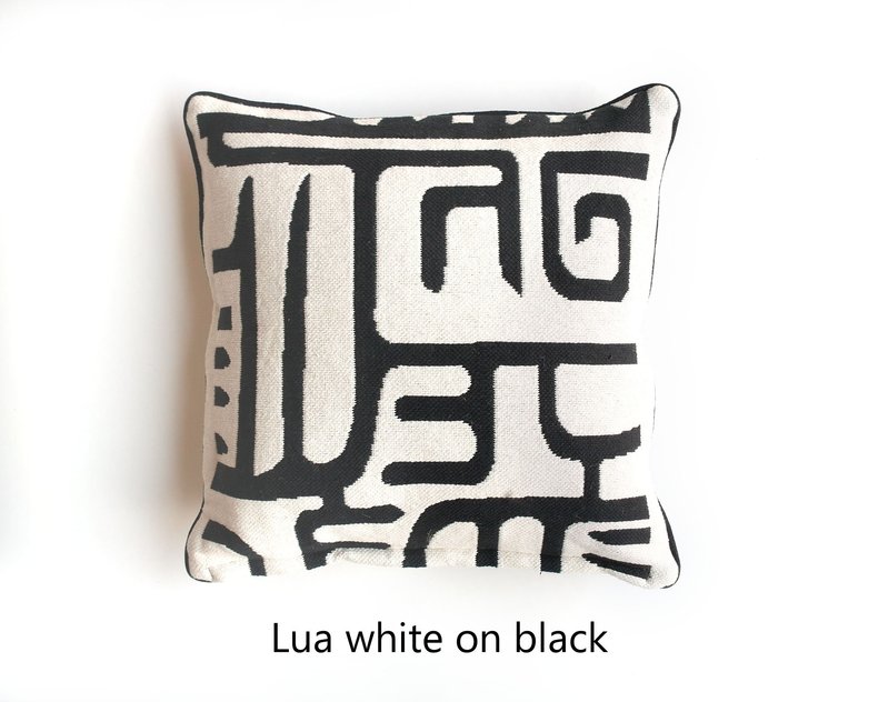 Lua kussen hoes Black on White 50x50