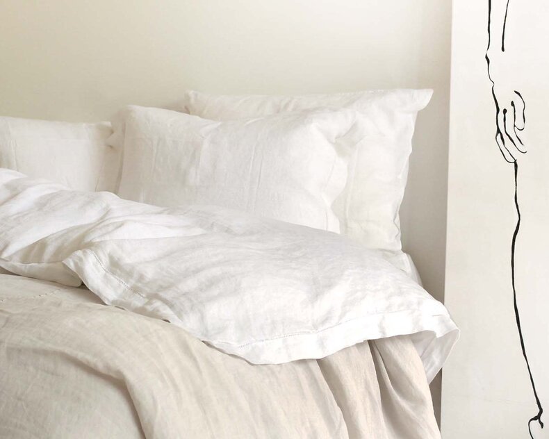 Linen pillowcase with ajour set 60x70 2 pcs