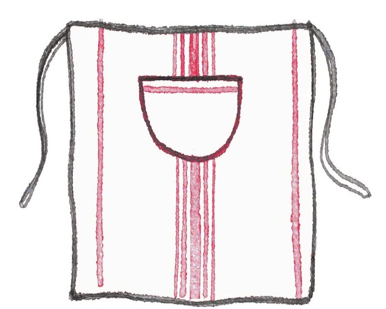 Lou striped waist apron – classic central stripe (103×71 cm) 100% cotton