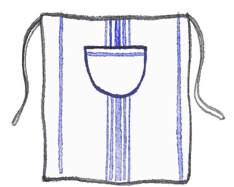 Lou gestreept heupschort – klassieke middenstreep (103×71 cm) 100% katoen