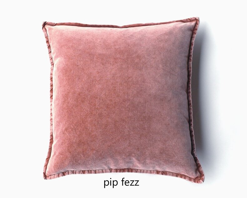 Pip fluwelen kussen roze & oranje – stonewashed katoen fluweel