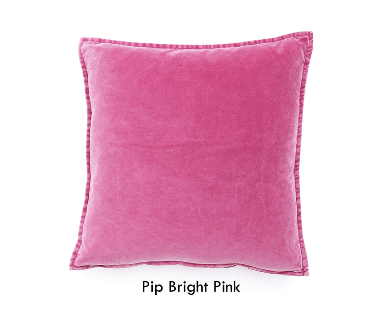 Pip fluwelen kussen roze & oranje – stonewashed katoen fluweel