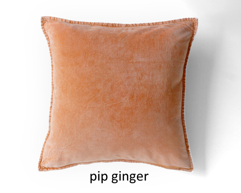 Pip fluwelen kussen roze & oranje – stonewashed katoen fluweel