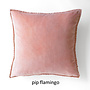 Pip velvet cushion pink & orange – stonewashed cotton velvet