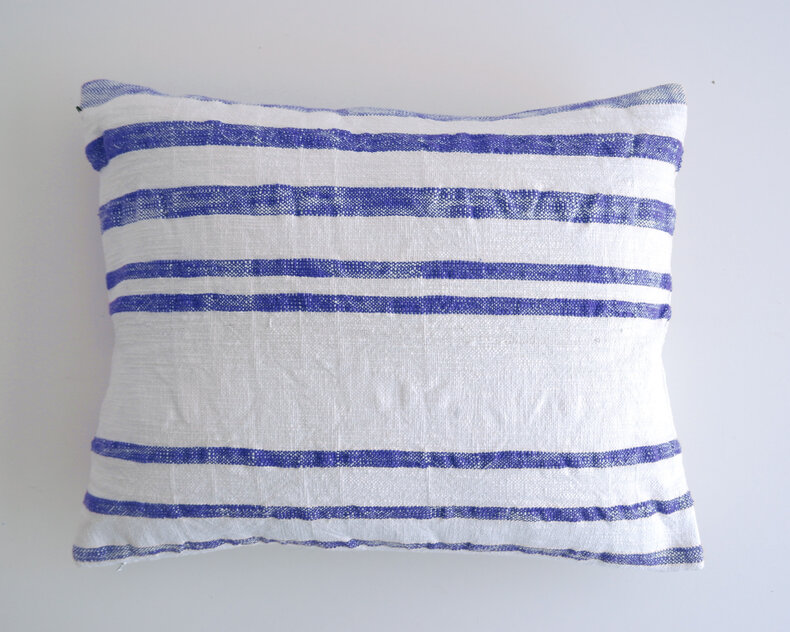 Striped cotton cushion - summery cushion in natural colors
