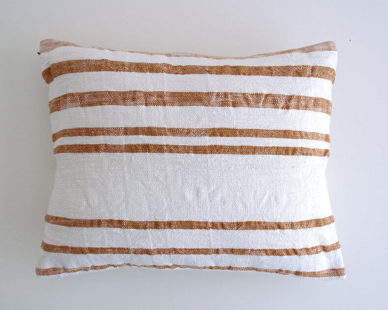 Striped cotton cushion - summery cushion in natural colors