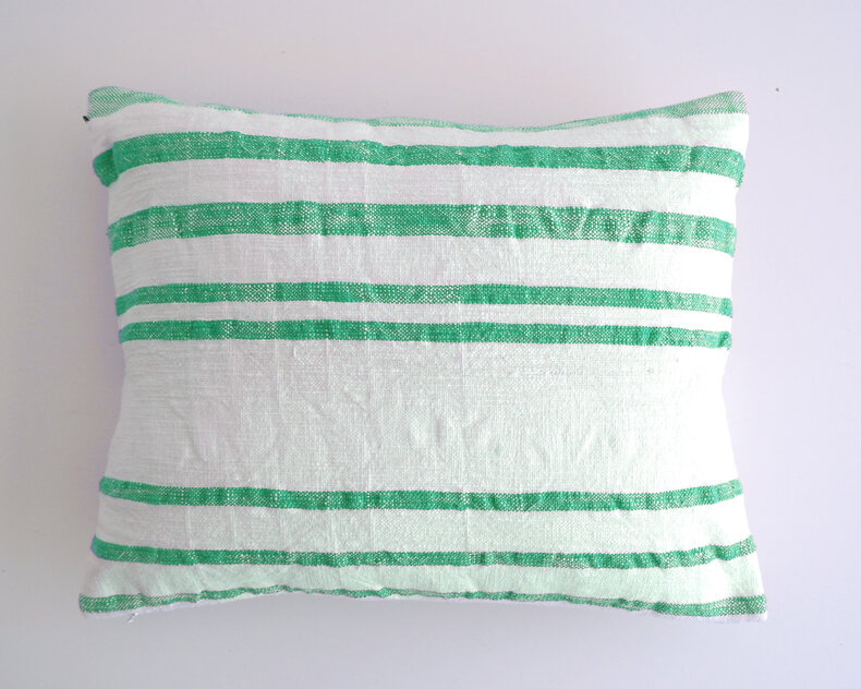 Striped cotton cushion - summery cushion in natural colors
