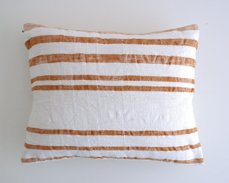 Striped cotton cushion - summery cushion in natural colors