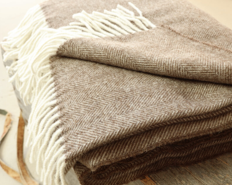 Storm Wool Throw 140x200 cm – Classic Herringbone Weave