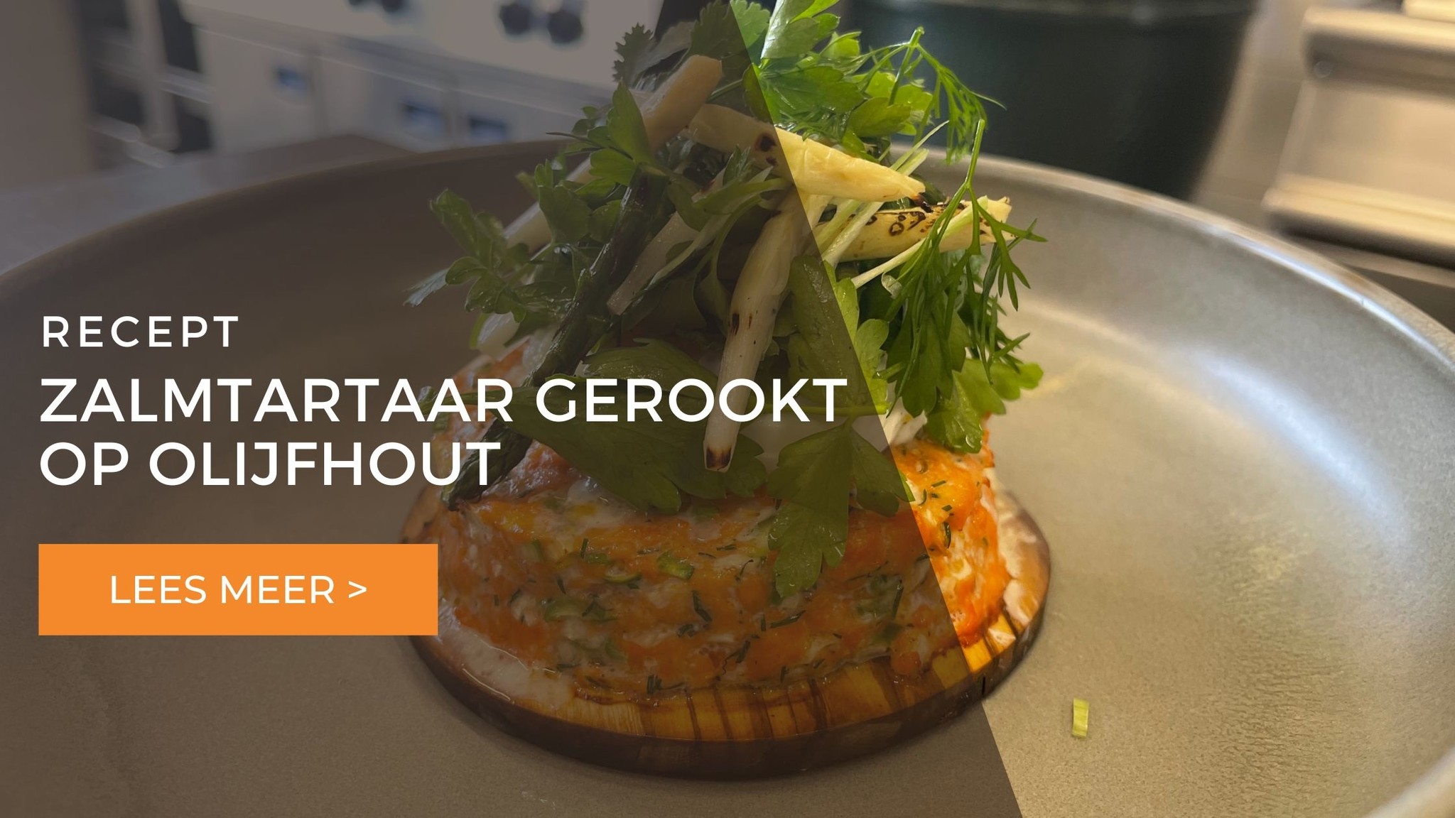 Zalmtartaar gerookt op olijfhout