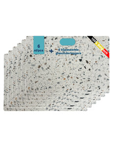  Terrazzo Placemat 6 stuks + 6 glasonderleggers