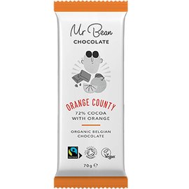 Mr Beans Chocolate Mr Bean Organic Orange County 72% Dark Belgian Chocolate with Orange 70g