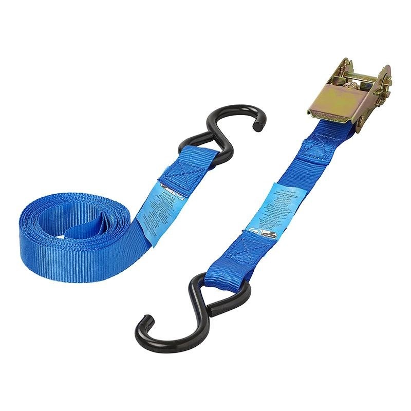 Spanband blauw met ratel + 2 haken 3,5 meter