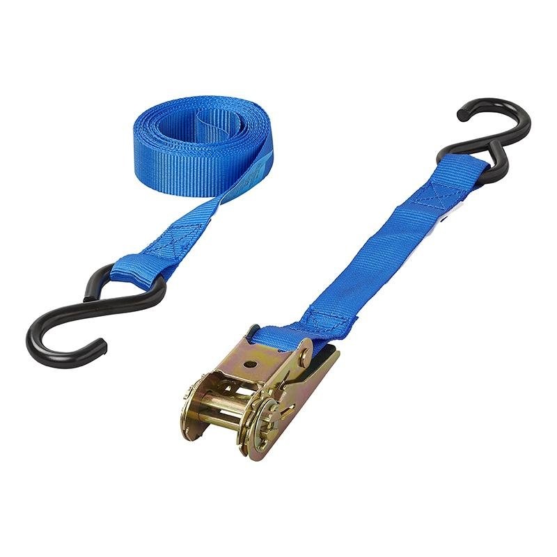 Spanband blauw met ratel + 2 haken 3,5 meter