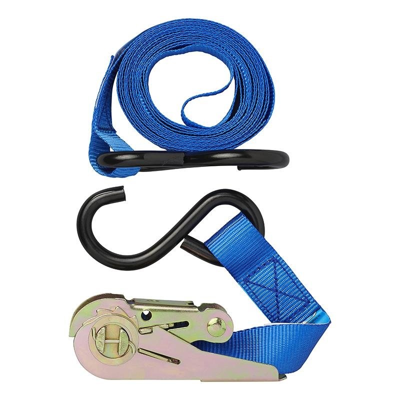 Spanband blauw met ratel + 2 haken 3,5 meter