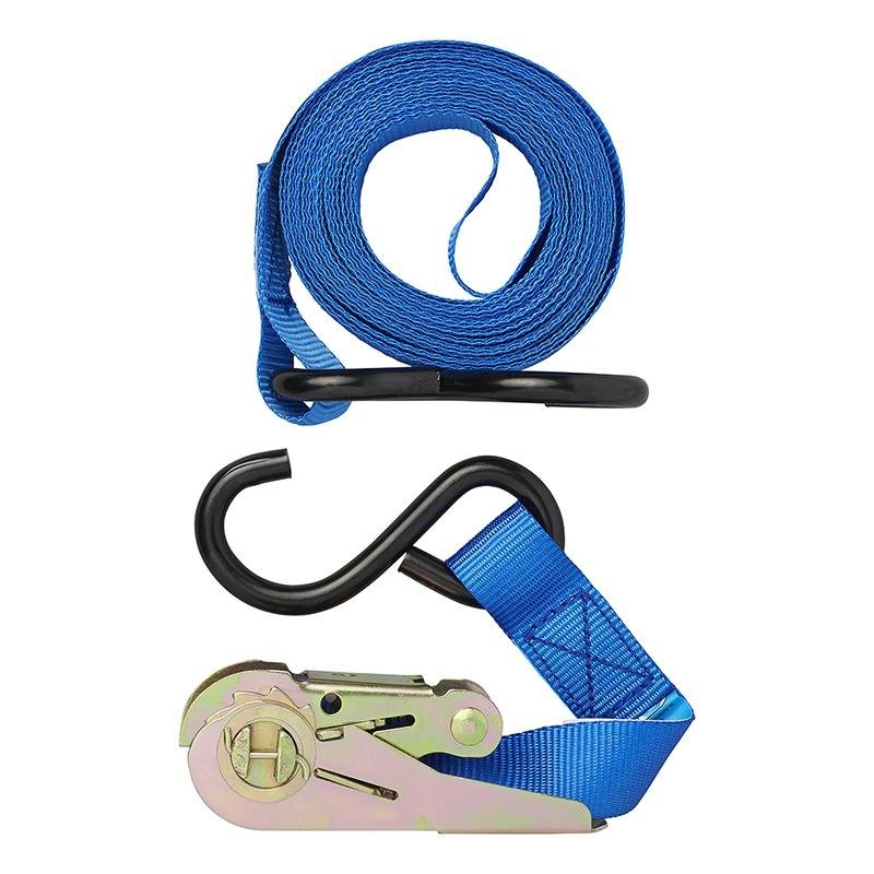 Spanband blauw met ratel + 2 haken 5 meter